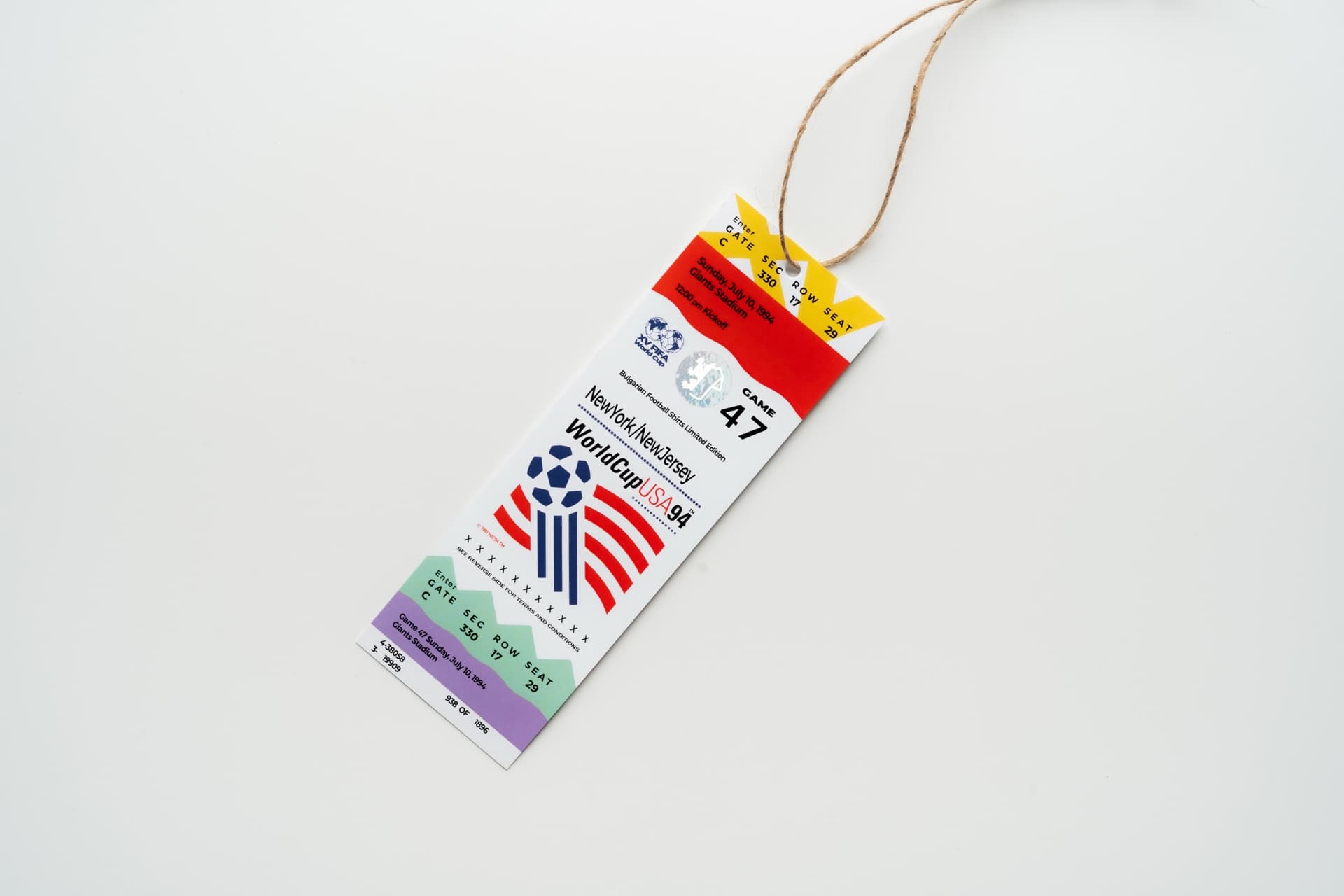 A reproduction of the original ticket from match #47 of the World Cup – the great 2:1 victory over world champion Germany.